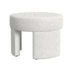 Ottoman moderne en bouclé crème – Repose-pieds, table basse et siège d'appoint
