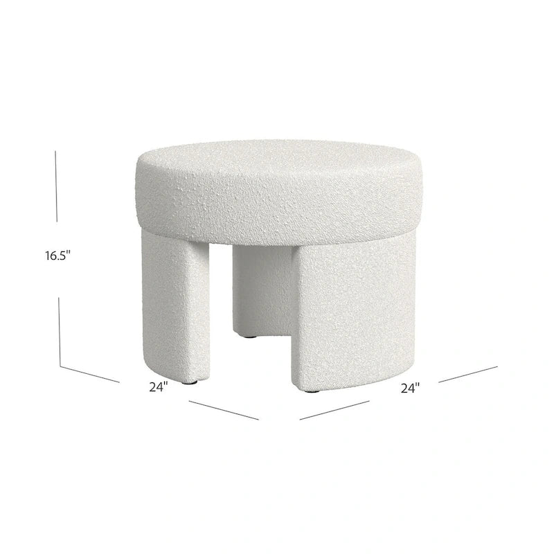 Ottoman moderne en bouclé crème – Repose-pieds, table basse et siège d'appoint