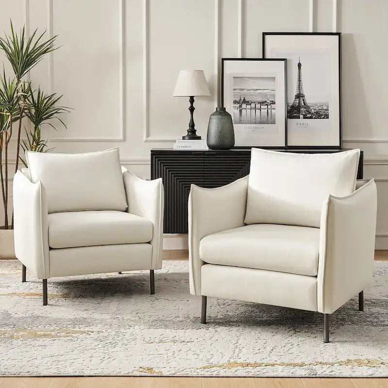 Lot de 2 fauteuils modernes en tissu anti-rayures avec pieds en métal noir