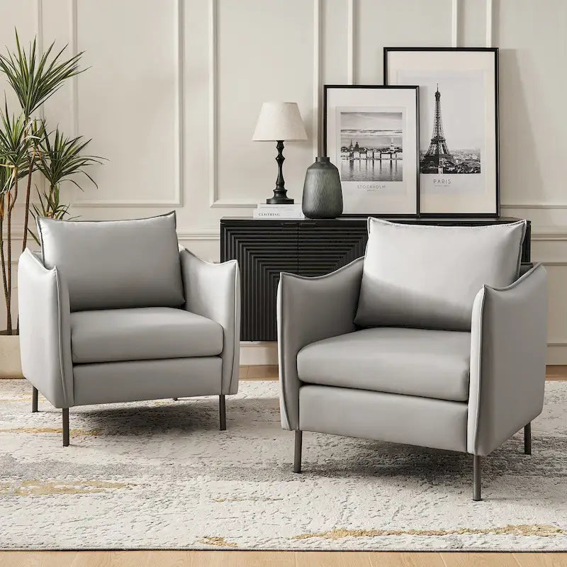 Lot de 2 fauteuils modernes en tissu anti-rayures avec pieds en métal noir