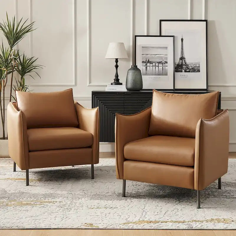 Lot de 2 fauteuils modernes en tissu anti-rayures avec pieds en métal noir