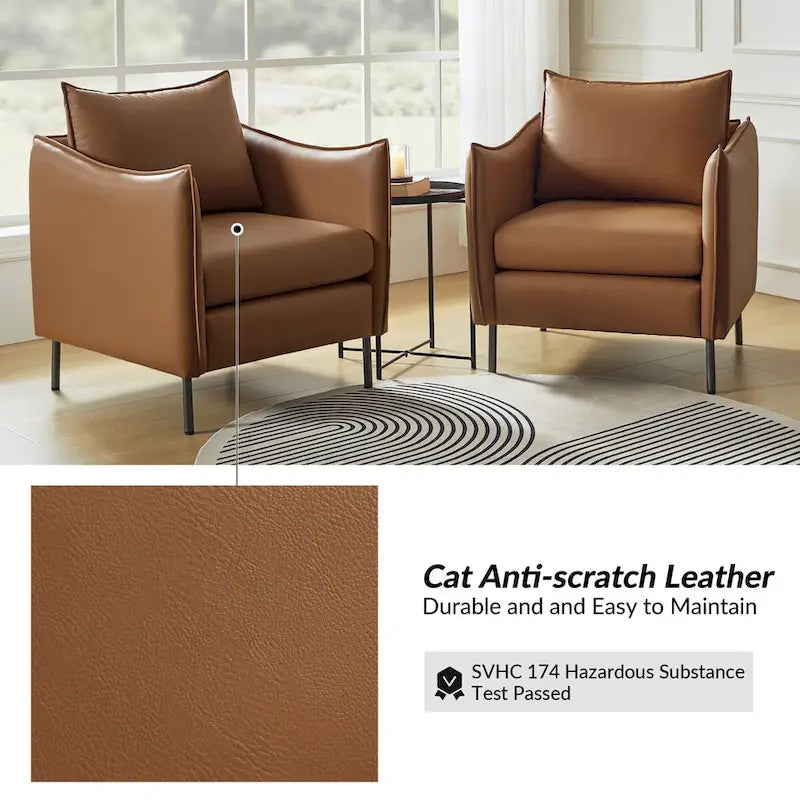 Lot de 2 fauteuils modernes en tissu anti-rayures avec pieds en métal noir