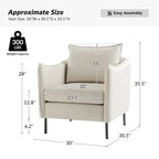 Lot de 2 fauteuils modernes en tissu anti-rayures avec pieds en métal noir