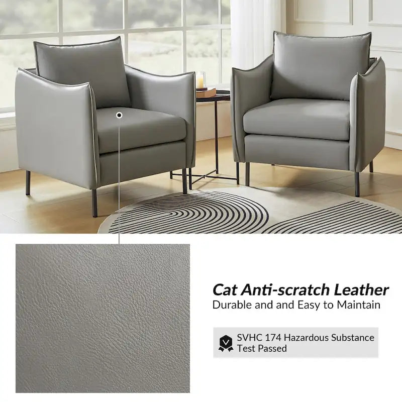 Lot de 2 fauteuils modernes en tissu anti-rayures avec pieds en métal noir