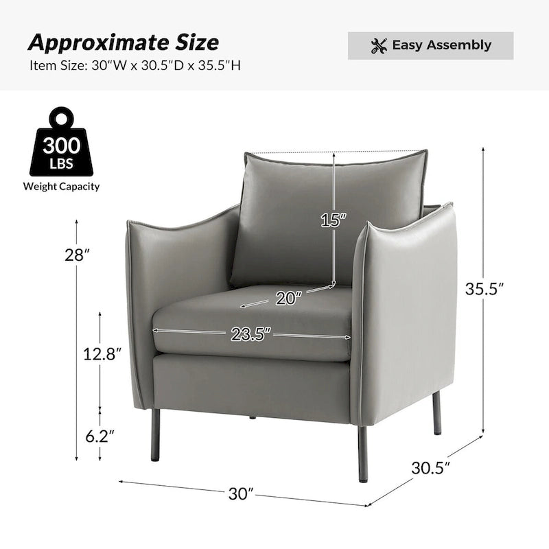 Lot de 2 fauteuils modernes en tissu anti-rayures avec pieds en métal noir