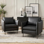 Lot de 2 fauteuils modernes en tissu anti-rayures avec pieds en métal noir