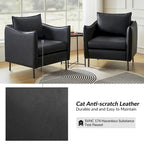 Lot de 2 fauteuils modernes en tissu anti-rayures avec pieds en métal noir