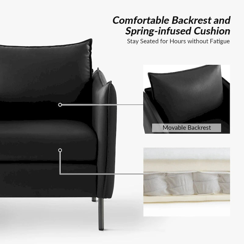 Lot de 2 fauteuils modernes en tissu anti-rayures avec pieds en métal noir
