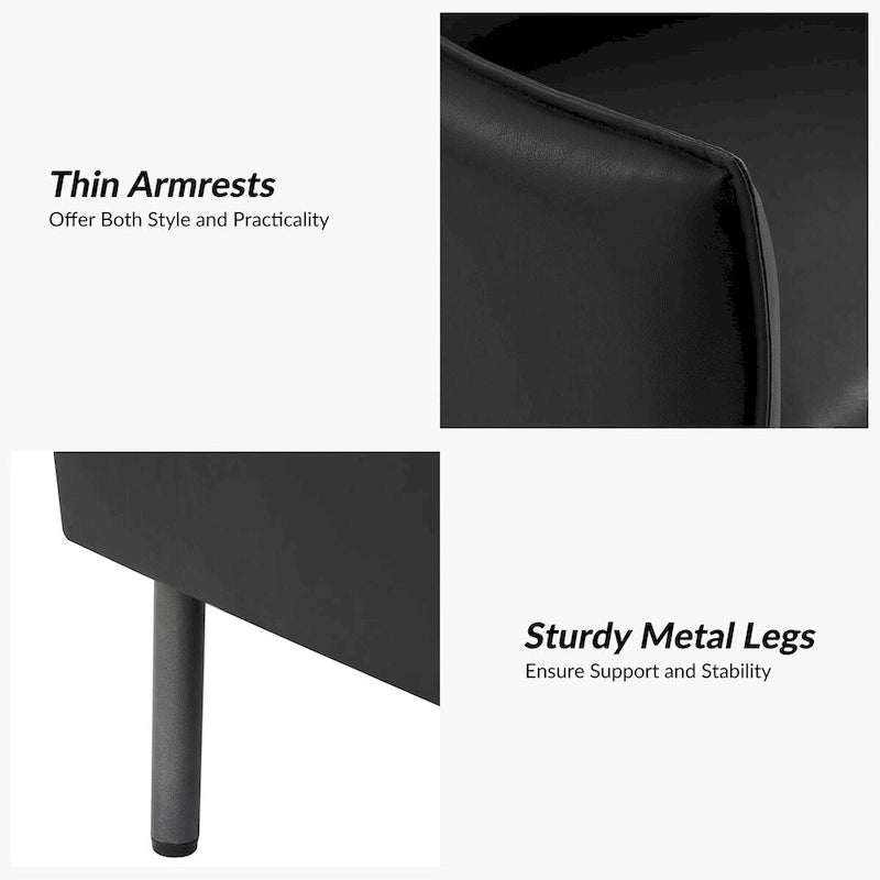Lot de 2 fauteuils modernes en tissu anti-rayures avec pieds en métal noir