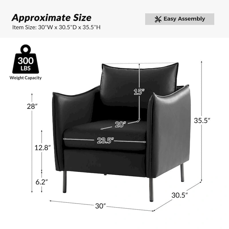 Lot de 2 fauteuils modernes en tissu anti-rayures avec pieds en métal noir
