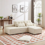 Canapé modulaire sectionnel 3-en-1 en velours côtelé beige avec 4 rangements