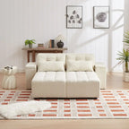 Canapé modulaire sectionnel 3-en-1 en velours côtelé beige avec 4 rangements
