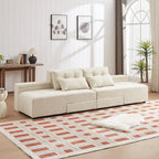 Canapé modulaire sectionnel 3-en-1 en velours côtelé beige avec 4 rangements