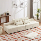 Canapé modulaire sectionnel 3-en-1 en velours côtelé beige avec 4 rangements
