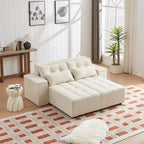 Canapé modulaire sectionnel 3-en-1 en velours côtelé beige avec 4 rangements