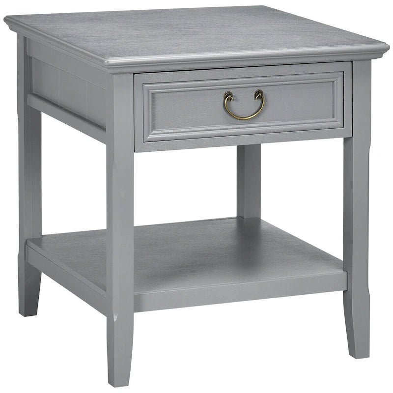 Table d'appoint vintage avec tiroir et étagère ouverte