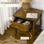 Table d'appoint vintage avec tiroir et étagère ouverte
