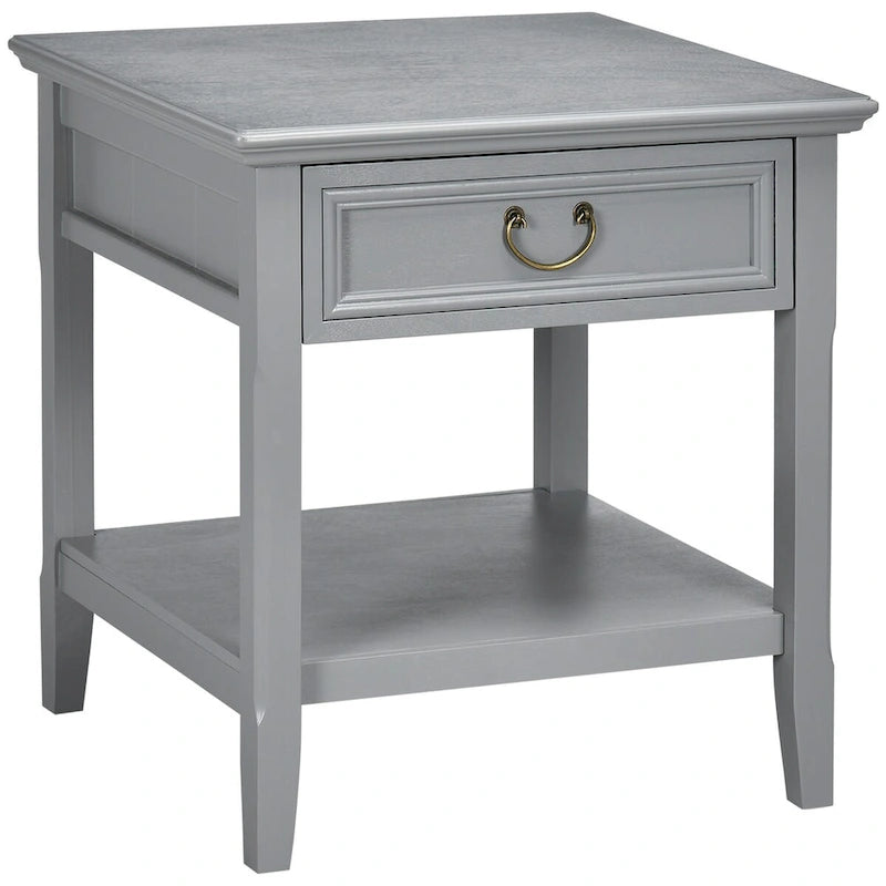 Table d'appoint vintage avec tiroir et étagère ouverte