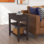 Table d'appoint étroite avec tiroir et double étagère – 60 cm (l) x 61 cm (H)