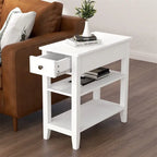 Table d'appoint étroite avec tiroir et double étagère – 60 cm (l) x 61 cm (H)