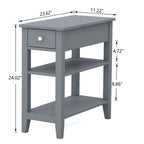 Table d'appoint étroite avec tiroir et double étagère – 60 cm (l) x 61 cm (H)