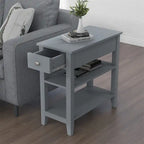 Table d'appoint étroite avec tiroir et double étagère – 60 cm (l) x 61 cm (H)