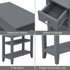 Table d'appoint étroite avec tiroir et double étagère – 60 cm (l) x 61 cm (H)