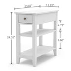 Table d'appoint étroite avec tiroir et double étagère – 60 cm (l) x 61 cm (H)