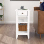 Table d'appoint étroite avec tiroir et double étagère – 60 cm (l) x 61 cm (H)