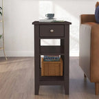 Table d'appoint étroite avec tiroir et double étagère – 60 cm (l) x 61 cm (H)