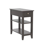 Table d'appoint étroite avec tiroir et double étagère – 60 cm (l) x 61 cm (H)