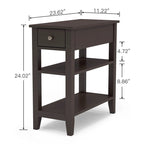 Table d'appoint étroite avec tiroir et double étagère – 60 cm (l) x 61 cm (H)