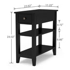 Table d'appoint étroite avec tiroir et double étagère – 60 cm (l) x 61 cm (H)