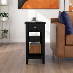 Table d'appoint étroite avec tiroir et double étagère – 60 cm (l) x 61 cm (H)