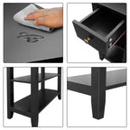 Table d'appoint étroite avec tiroir et double étagère – 60 cm (l) x 61 cm (H)
