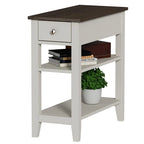 Table d'appoint étroite avec tiroir et double étagère – 60 cm (l) x 61 cm (H)