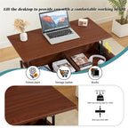 Table basse relevable en métal avec rangement intégré – 99,9 cm (L) x 50 cm (P)