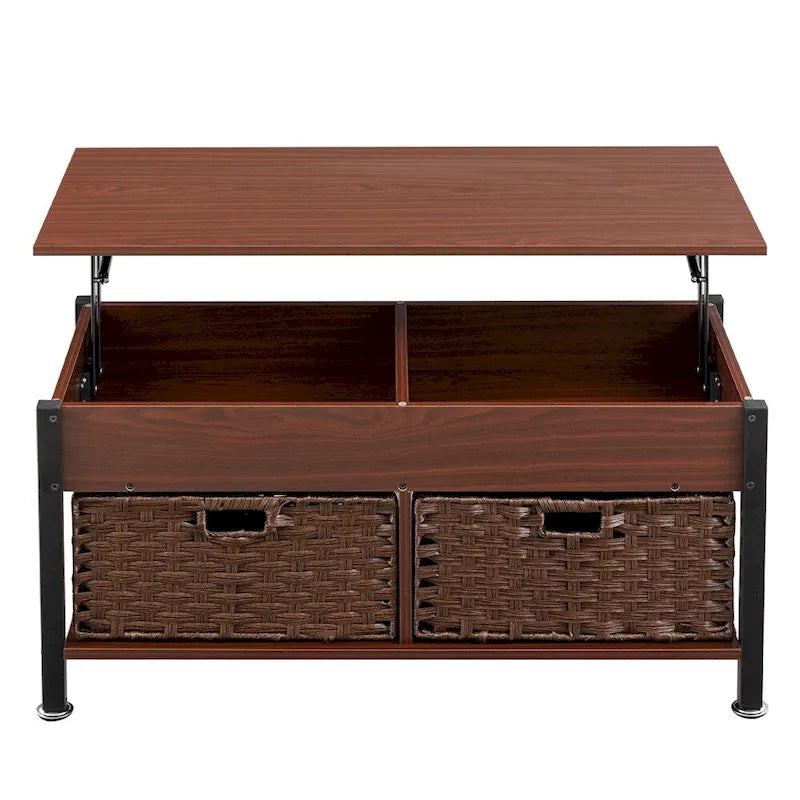 Table basse relevable en métal avec rangement intégré – 99,9 cm (L) x 50 cm (P)