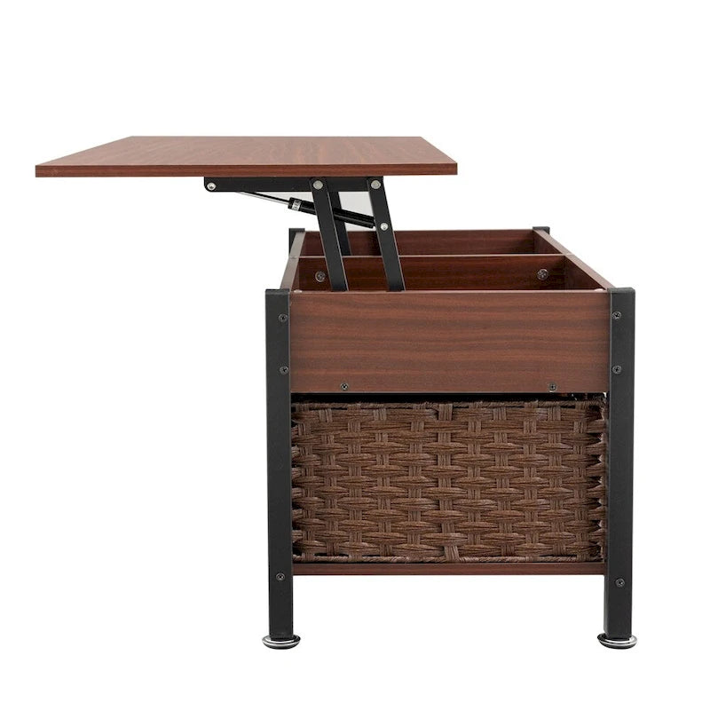 Table basse relevable en métal avec rangement intégré – 99,9 cm (L) x 50 cm (P)