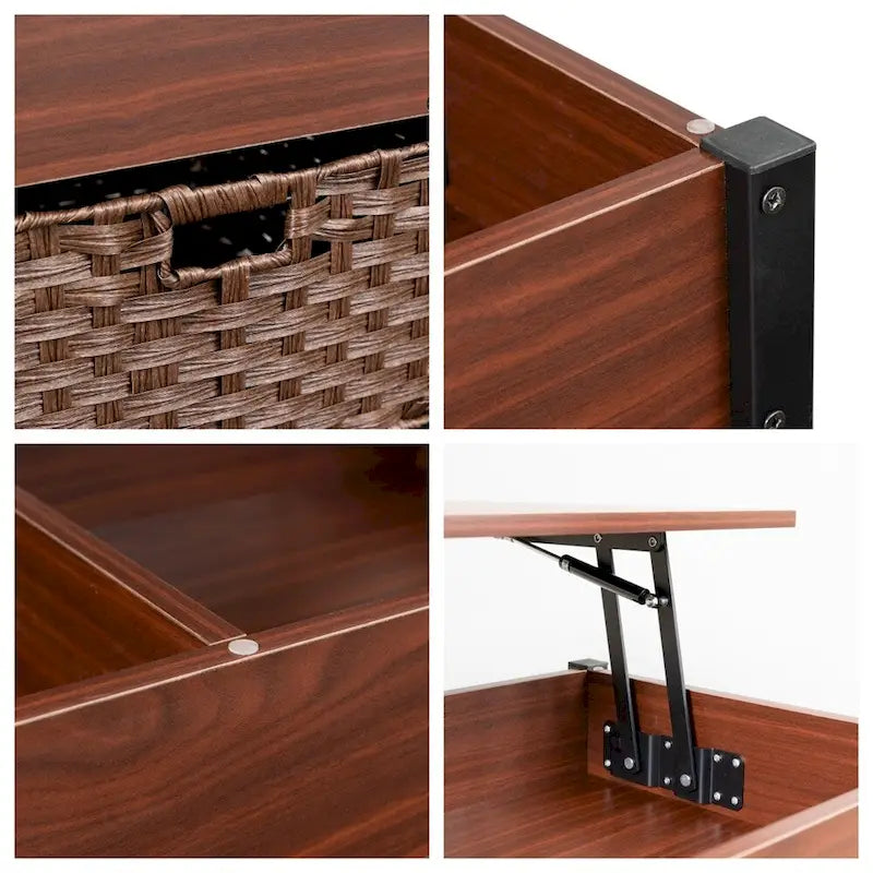 Table basse relevable en métal avec rangement intégré – 99,9 cm (L) x 50 cm (P)