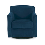 Fauteuil pivotant à 360° en velours bleu avec piètement en bois noir