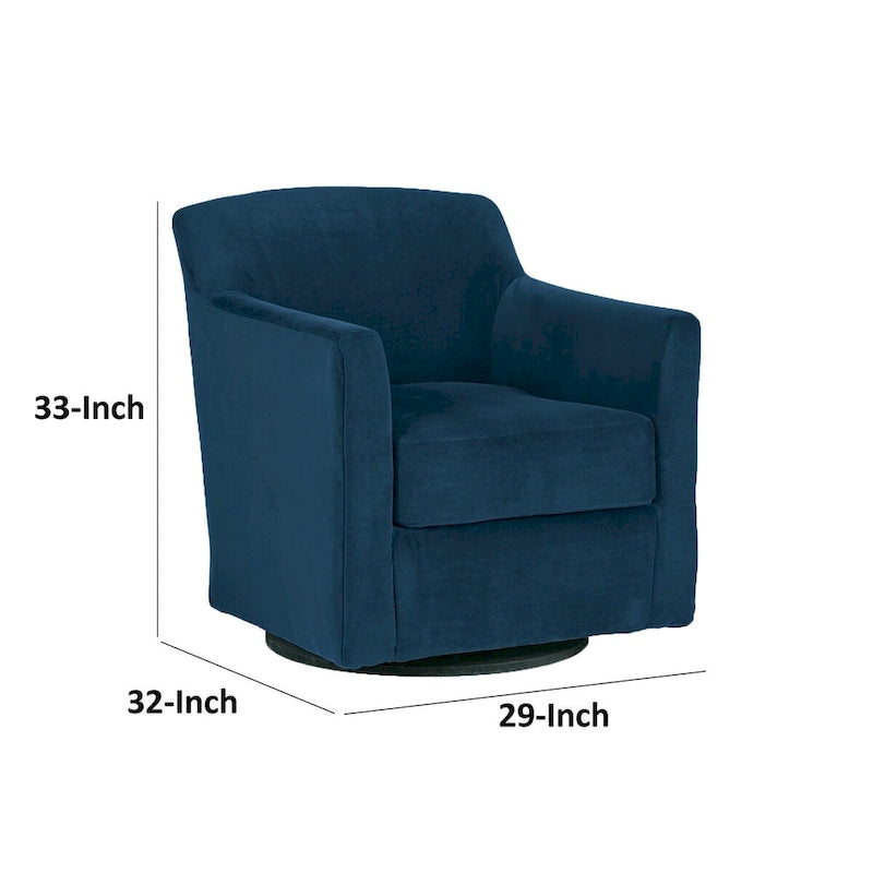 Fauteuil pivotant à 360° en velours bleu avec piètement en bois noir