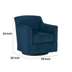Fauteuil pivotant à 360° en velours bleu avec piètement en bois noir