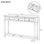 Console rustique chic avec 3 tiroirs et étagère inférieure