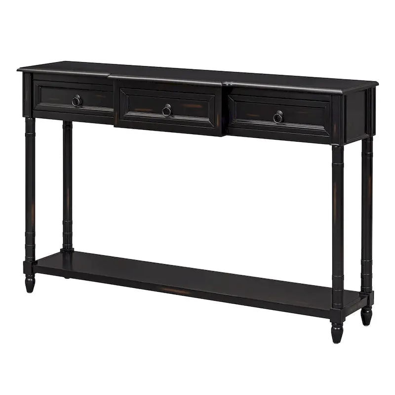 Console rustique chic avec 3 tiroirs et étagère inférieure