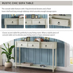 Console rustique chic avec 3 tiroirs et étagère inférieure