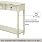 Console rustique chic avec 3 tiroirs et étagère inférieure