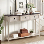 Console rustique chic avec 3 tiroirs et étagère inférieure