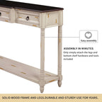 Console rustique chic avec 3 tiroirs et étagère inférieure