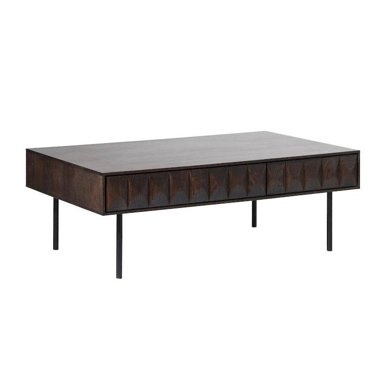 Table basse à 2 tiroirs Espresso Oak, style moderne